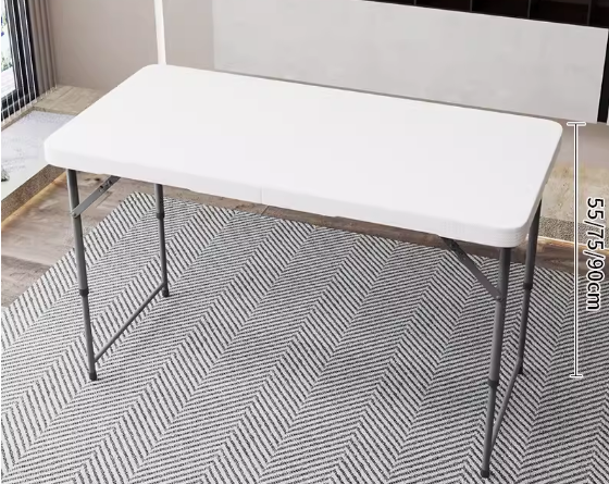 Hot push height adjustable rectangular table (white) (size: 1.2 meters long, adjustable height 55/75/90CM)
