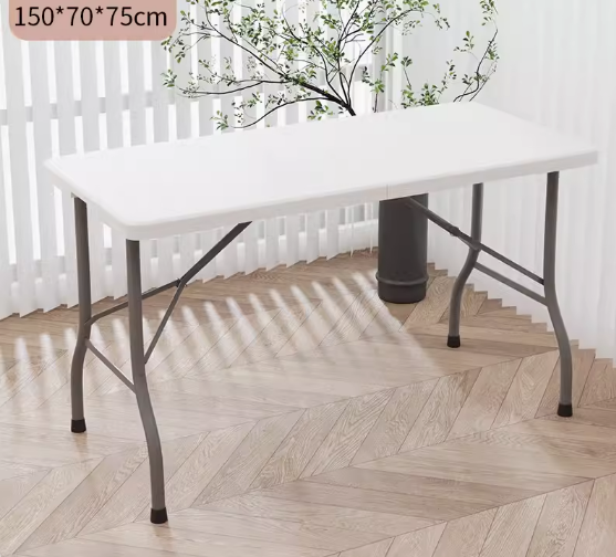 Hot recommendation simple rectangular foldable table (white) (size: 150*70*75CM)