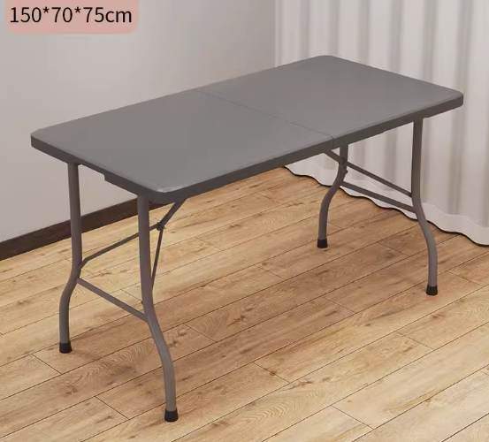 Hot recommendation simple rectangular foldable table (grey) (size: 150*70*75CM)