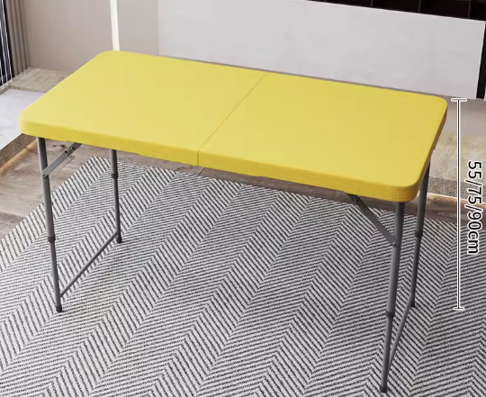 Hot push height adjustable rectangular table (yellow) (size: length 1.2M*width 60CM, adjustable height 55/75/90CM)