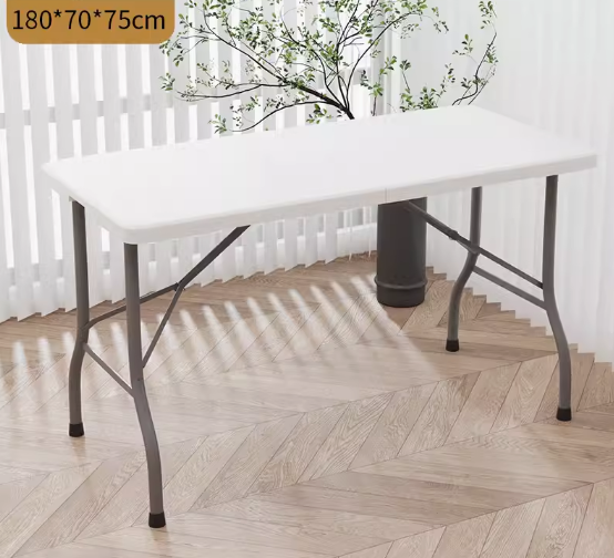 Hot recommendation simple rectangular foldable table (white) (size: 180*70*75CM)