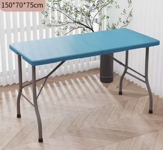 Hot recommendation simple rectangular foldable table (blue) (size: 150*70*75CM)