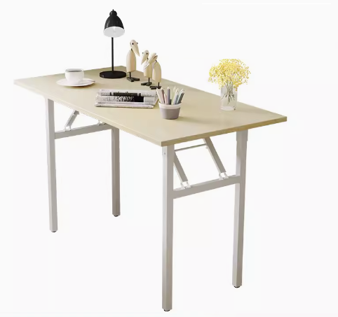 Hot recommendation simple foldable rectangular desk (white walnut/square tube, white frame) (size: 80*40CM)