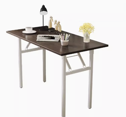 Hot recommendation simple foldable rectangular desk (black walnut/square tube, white frame) (size: 80*40CM)