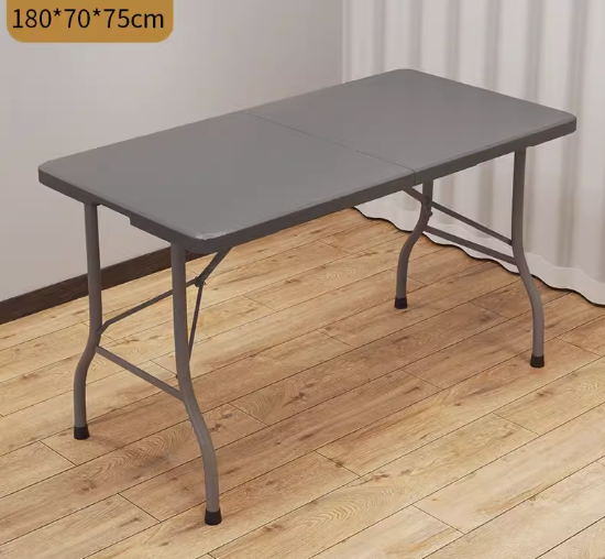 Hot recommended outdoor portable rectangular folding table (grey) (size: 180*70*75CM)