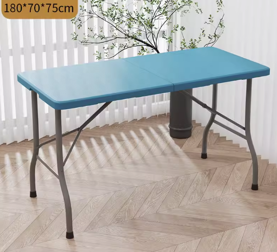 Hot recommendation simple rectangular foldable table (blue) (size: 180*70*75CM)