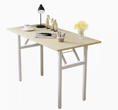 Hot recommendation simple foldable rectangular desk (white walnut/square tube, white frame) (size: 100*50CM)