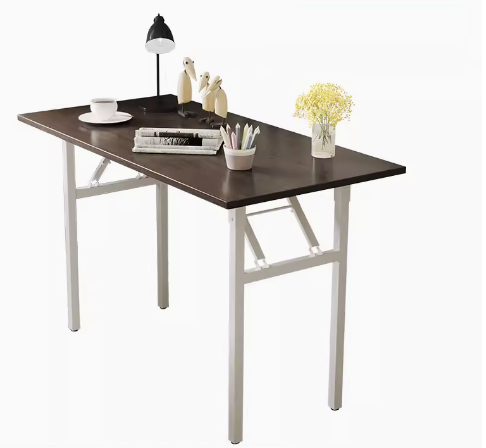 Hot recommendation simple foldable rectangular desk (black walnut/square tube, white frame) (size: 120*60CM)