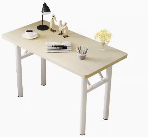 Hot recommendation simple foldable rectangular desk (white walnut/round tube, white frame) (size: 80*40CM)