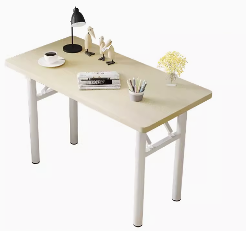 Hot recommendation simple foldable rectangular desk (white walnut/round tube, white frame) (size: 80*50CM)