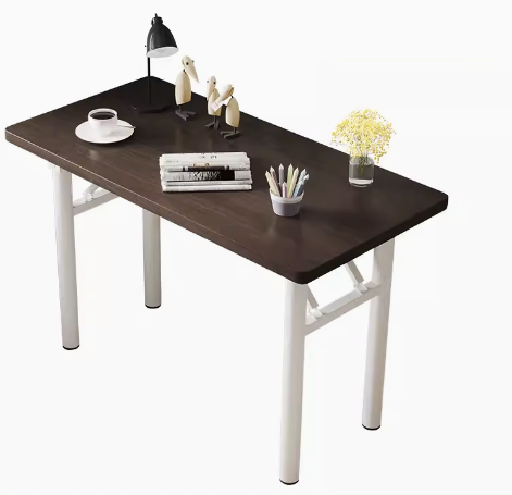 Hot recommendation simple foldable rectangular desk (black walnut/round tube, white frame) (size: 80*40CM)