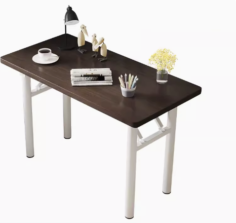 Hot recommendation simple foldable rectangular desk (black walnut/round tube, white frame) (size: 80*50CM)