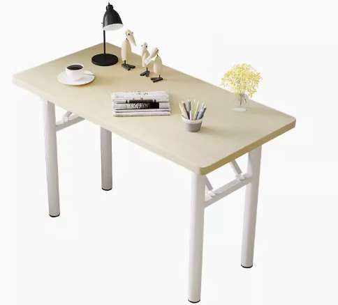 Hot recommendation simple foldable rectangular desk (white walnut/round tube, white frame) (size: 100*50CM)