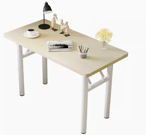 Hot recommendation simple foldable rectangular desk (white walnut/round tube, white frame) (size: 100*60CM)