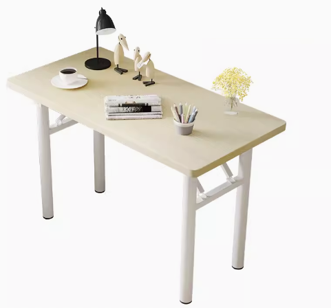 Hot recommendation simple foldable rectangular desk (white walnut/round tube, white frame) (size: 120*60CM)