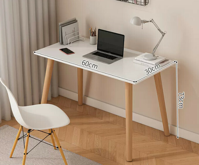 Popular computer desk desktop solid wood ([single table model] warm white + solid wood legs)