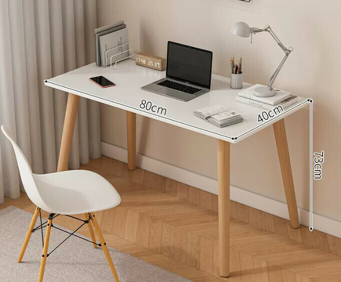 Popular computer desk desktop solid wood ([single table model] warm white + solid wood legs)