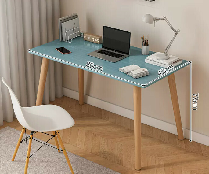 Popular computer desk desktop solid wood ([single table model] blue pine color + solid wood legs)