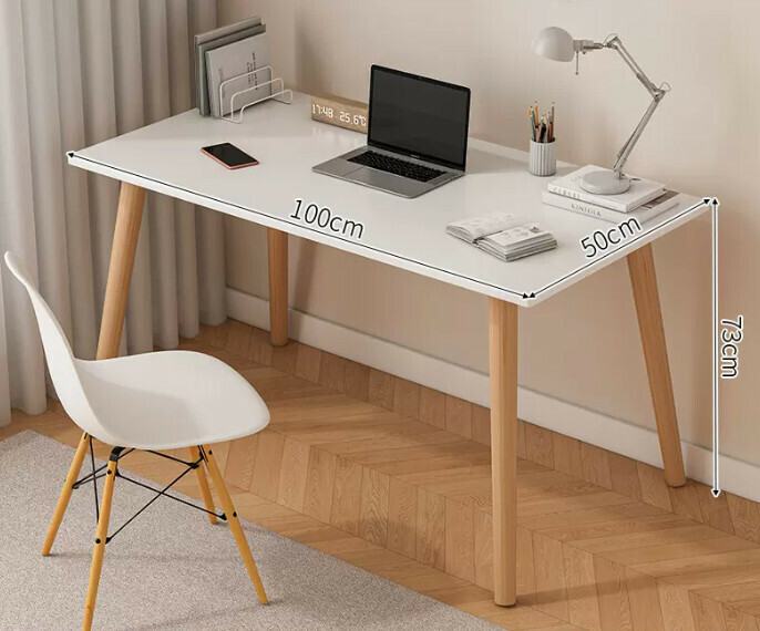 Popular computer desk desktop solid wood ([single table model] warm white + solid wood legs)