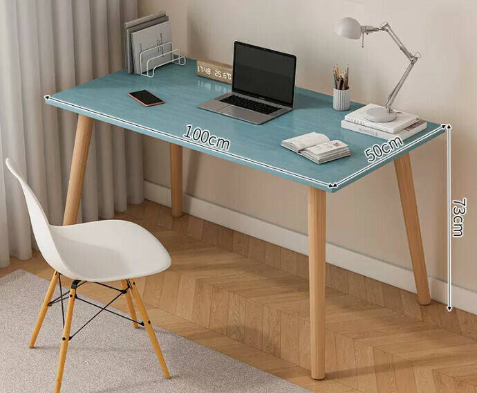 Popular computer desk desktop solid wood ([single table model] blue pine color + solid wood legs)