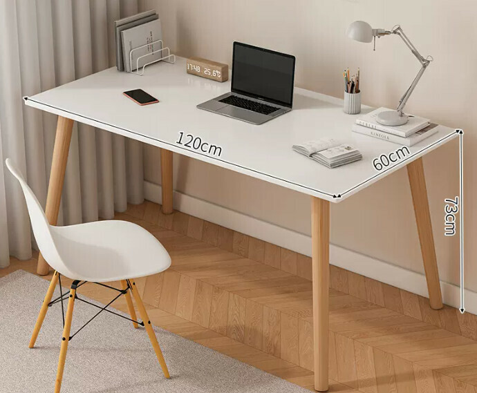 Popular computer desk desktop solid wood ([single table model] warm white + solid wood legs)