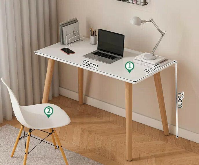 Popular computer desk solid wood ([desk and chair combination] warm white + solid wood legs)