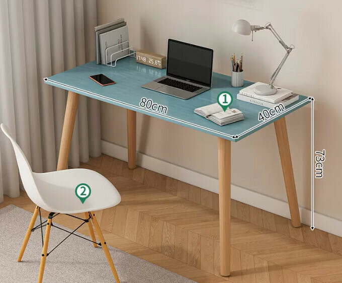 Popular computer desk desktop solid wood ([desk and chair combination] blue pine color + solid wood legs)