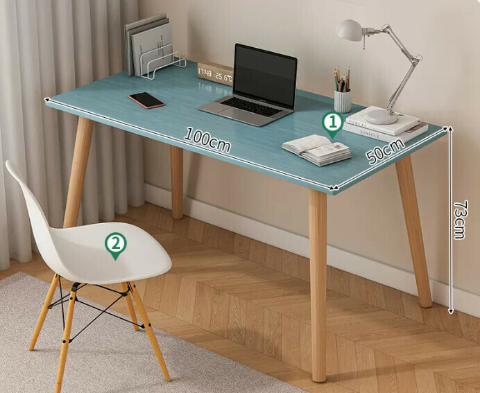 Popular computer desk desktop solid wood ([desk and chair combination] blue pine color + solid wood legs)