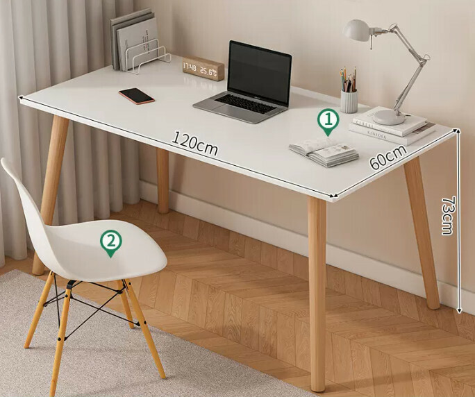 Popular computer desk solid wood ([desk and chair combination] warm white + solid wood legs)
