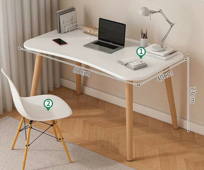 Popular computer desk desktop solid wood ([desk and chair combination] curved warm white + solid wood legs)