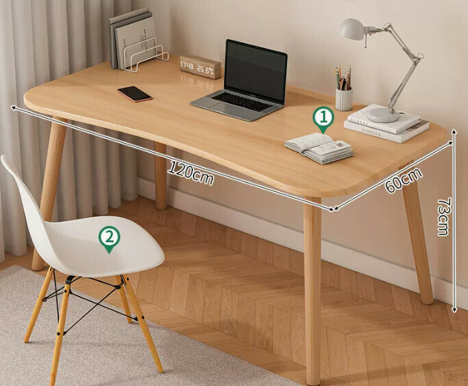 Popular computer desk desktop solid wood ([desk and chair combination] curved wood color + solid wood legs