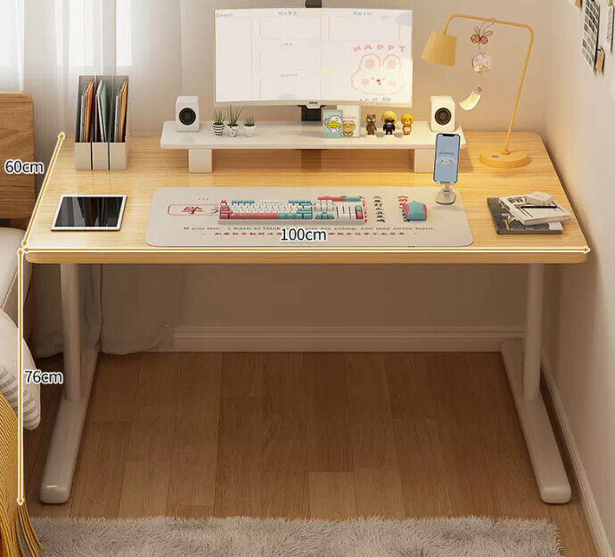 New study desk L-shaped bookshelf ([single table] light walnut color table 100*60*76cm)