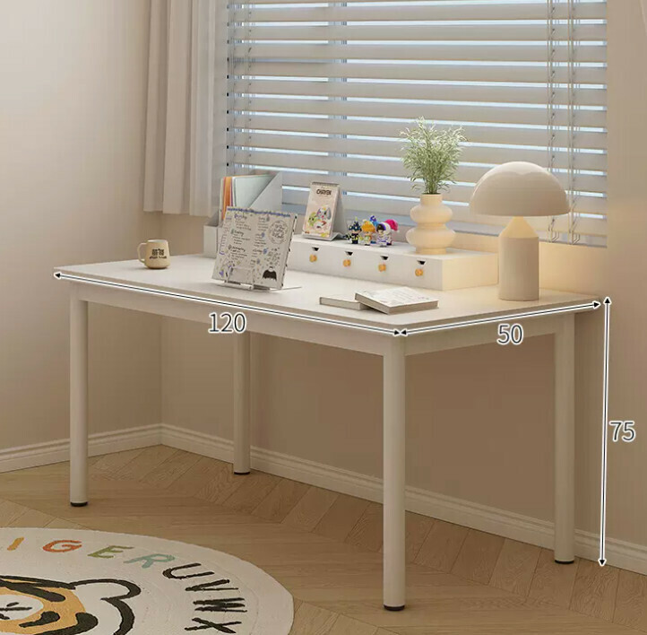 New desk and bookshelf integrated desk (elegant white single table 120*50CM)
