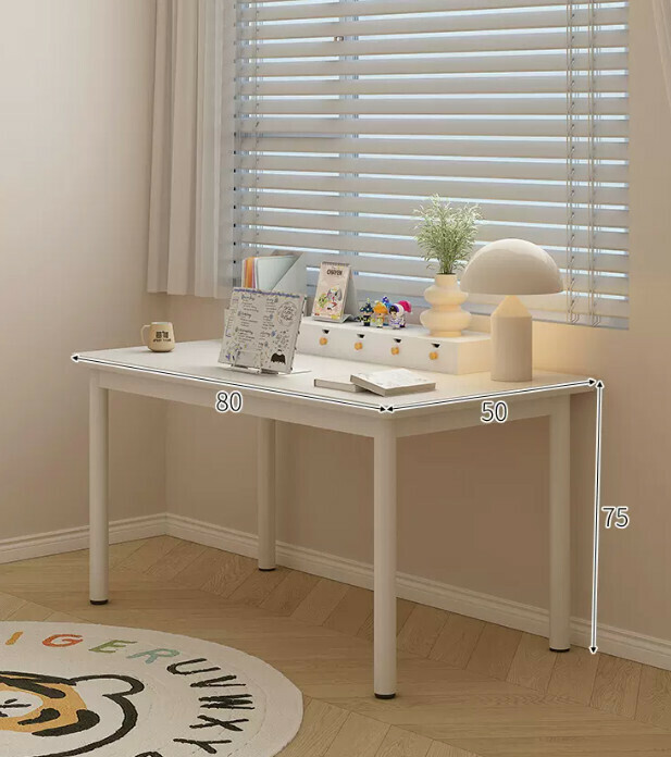 New desk and bookshelf integrated desk (elegant white single table 80*50CM)