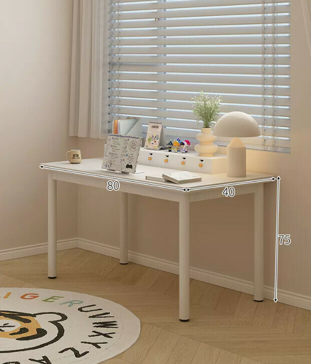 New desk and bookshelf integrated desk (elegant white single table 80*40CM)