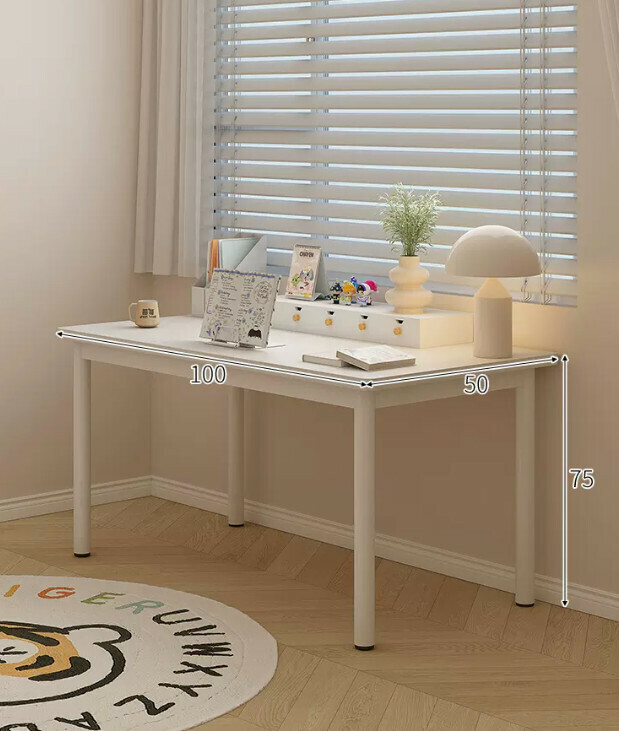 New desk and bookshelf integrated desk (elegant white single table 100*50CM)