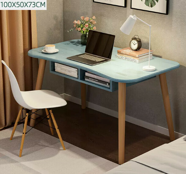 New computer desk desktop home desk (arc with bucket blue pine color single table)