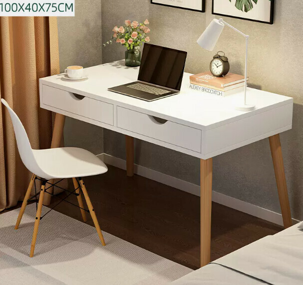 New computer desk desktop home desk (double pump warm white single table)