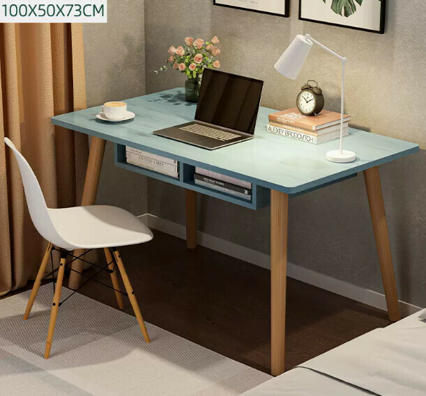 New computer desk desktop home desk (right angle with bucket blue pine color single table)