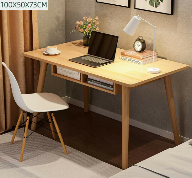 New computer desk desktop home desk (right angle with bucket imitation solid wood color single table)