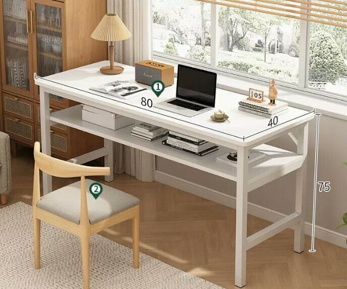New simple desk and computer table ([desk and chair combination] warm white double layer 80*40*75cm)