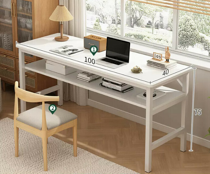 New simple desk and computer table ([desk and chair combination] warm white double layer 100*40*75cm)