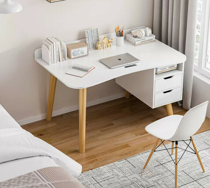 New simple writing desk (100X50X73CM warm white single table with drawer)