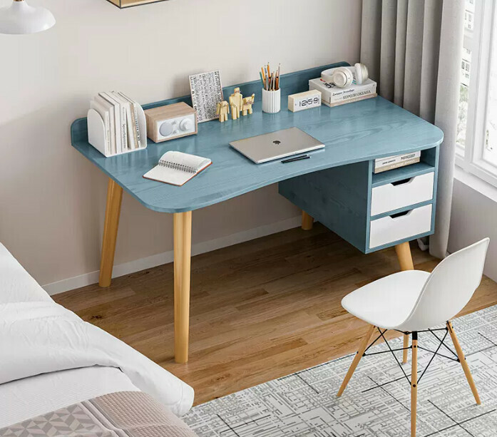 New simple writing desk (120X60X73CM blue pine single table with drawer)