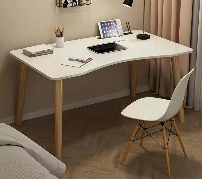 New simple writing desk (100*50*73 right-angled arc model with iPad card slot, warm white)
