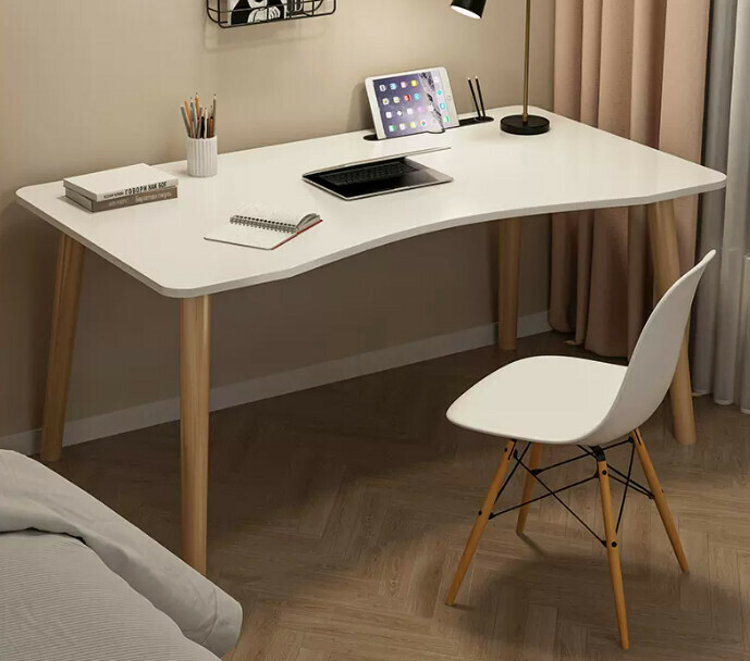 New simple writing desk (120*60*73 right-angled arc model with iPad card slot, warm white)