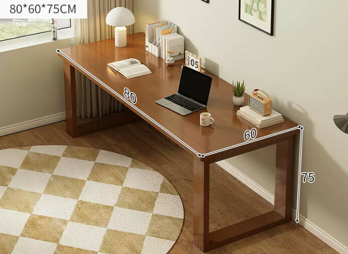 New solid wood leg large table ([thick solid wood legs - thickened 25MM desktop] dark walnut color 80*60*75cm)