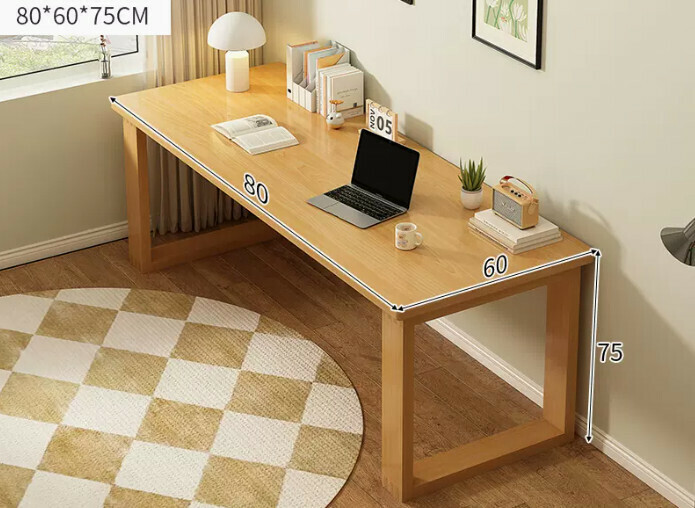 New solid wood leg large table ([thick solid wood legs - thickened 25MM table top] solid wood color 80*60*75cm)