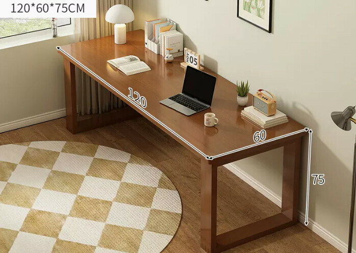 New solid wood leg large table ([thick solid wood legs-thick 25MM desktop] dark walnut color 120*60*75cm)