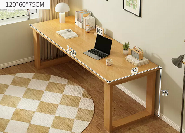 New solid wood leg large table ([thick solid wood legs-thick 25MM desktop] solid wood color 120*60*75cm)
